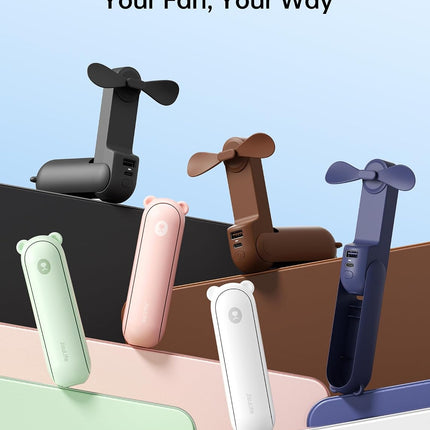 3-in-1 Handheld Mini Fan USB Rechargeable Power Bank Flashlight Travel Cool