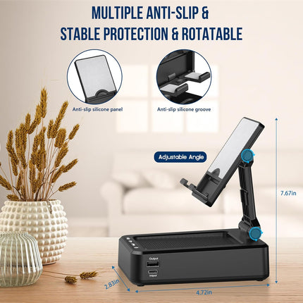 Cell Phone Stand with Bluetooth Speaker & Wireless Charging – Anti-Slip Base