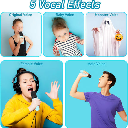 Mini Karaoke Machine for Kids & Adults, Portable Bluetooth, 2 Wireless Mics