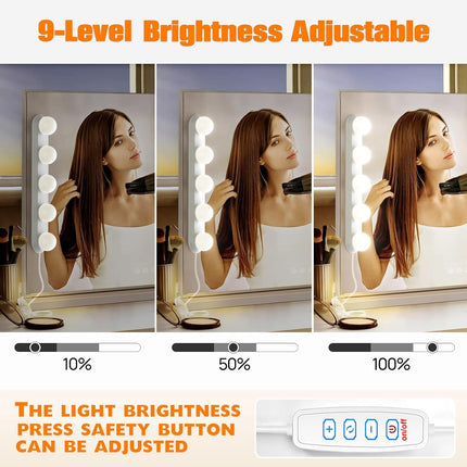 Portable LED Makeup Light – 3 Colors, Dimmable, Adjustable for Vanity Mirror
