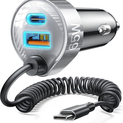 65W USB C Car Charger Fast Charging Adapter for iPhone 17/16/15 & Samsung