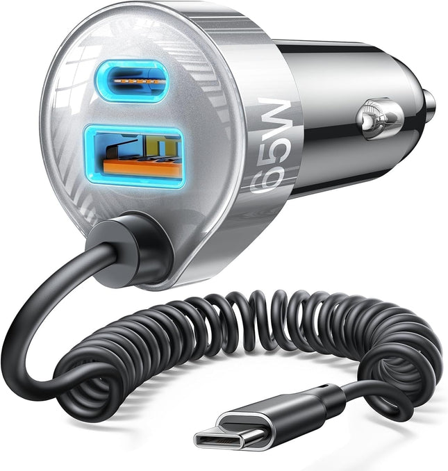65W USB C Car Charger Fast Charging Adapter for iPhone 17/16/15 & Samsung