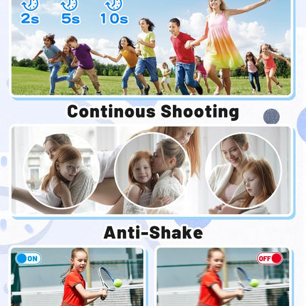 Portable Kids Camera 1080P FHD 48MP 16X Zoom Anti-Shake with SD Card