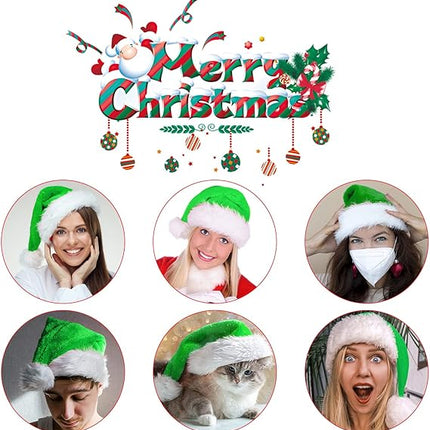 Green Plush Santa Hat for Adults – Velvet Christmas Party Costume & Home Decor