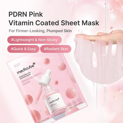 10Pcs Salmon DNA PDRN Pink Vitamin Sheet Masks, Hydrating Korean Skincare, 0.77oz