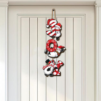 Red Christmas Snowman Wooden Wreath – Front Door Welcome Sign Holiday Home Decor