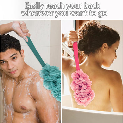 2-Pack Long Handle Shower Back Scrubber, Loofah Sponge Exfoliating Body Brush