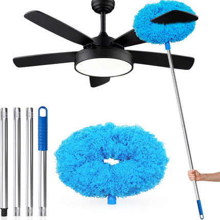 Ceiling Fan Cleaner Duster with Extension Pole 12–51 Inch Microfiber Blue