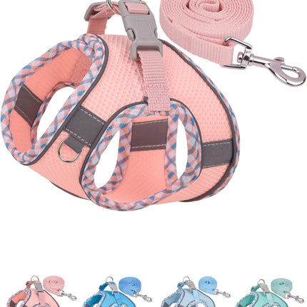 Dog Harness & Leash Set for No-Pull Small/Medium Dogs, Step-In Vest (Pink XXS)
