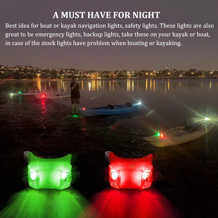 Kayak Navigation Lights – Red & Green Battery Operated for Night Kayaking