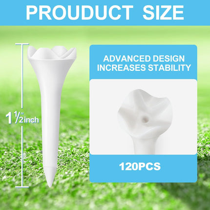120PCS 1.5" Plastic Golf Tees – Short, Low-Friction, High Stability