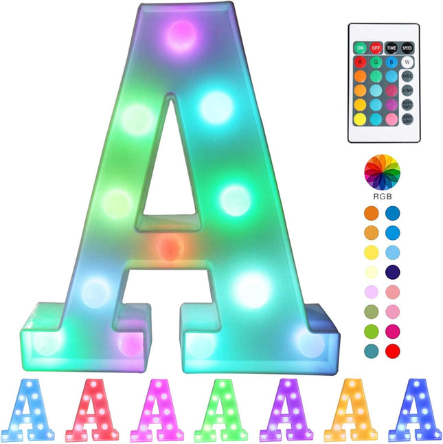 LED Marquee Letter Light “A” – Colorful, Remote Controlled, Party Decor