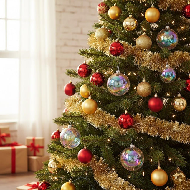 18PCS Iridescent Clear Ornament Balls – DIY Plastic Baubles for Christmas Decor