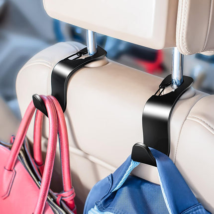 4 Pack Car Back Seat Headrest Hooks – Hangers for Purse, Grocery Bags, Hats