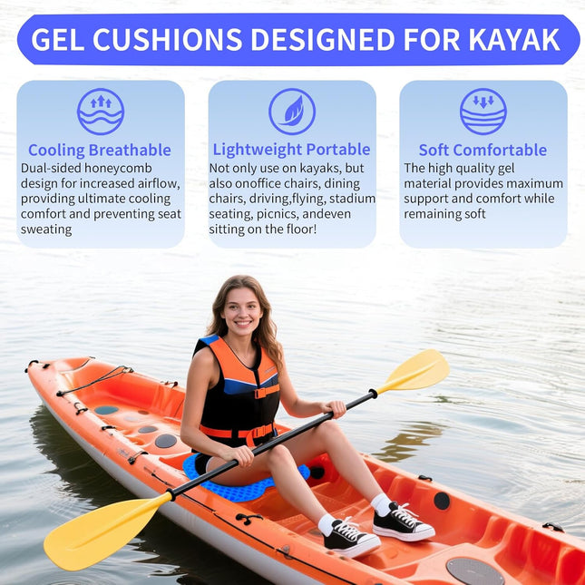 Blue Cooling Gel Seat Cushion with Waterproof Cover – Kayak, Car & Office Use