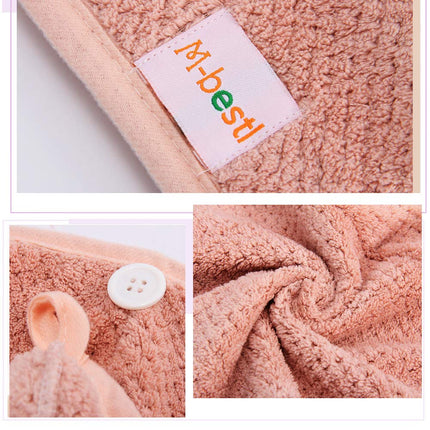 2 Pack Microfiber Hair Towel Wrap Quick Dry Turban with Button Pink Beige