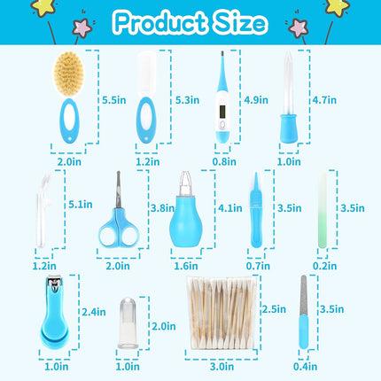 Baby Grooming Kit 14-PC – Hair Brush, Comb, Nail Clipper & Nasal Aspirator