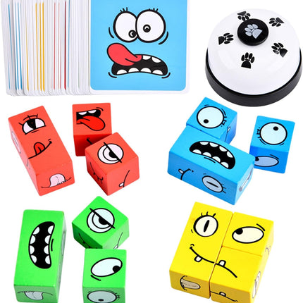 Wooden Expression Matching Board Game Face Cube Puzzle for Kids Adults