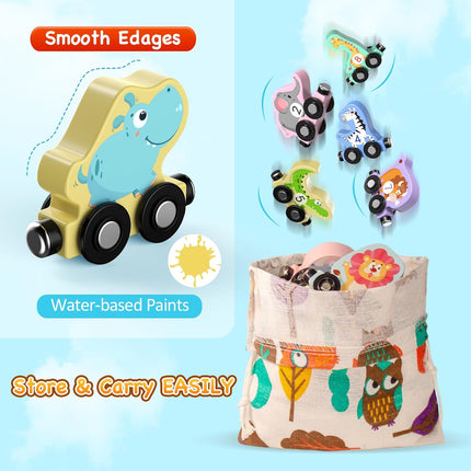 11pc Magnetic Wooden Animal Train Set Montessori Toy for Toddlers