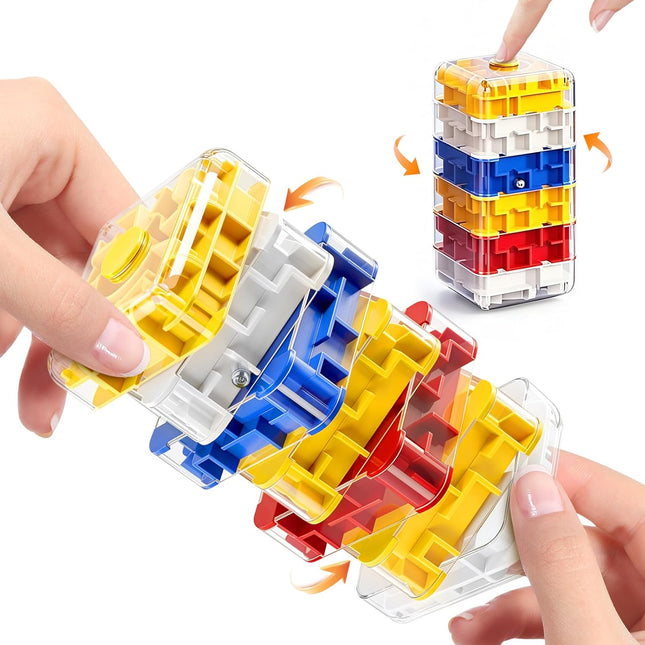 2 in 1 Fidget Spinner Maze Cube 3D Brain Teaser Puzzle Toy 7 Levels