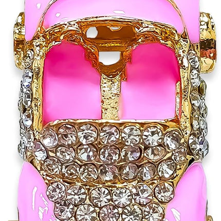 Pink Car Christmas Ornament – Metallic Handmade Design with Rhinestones for Girls