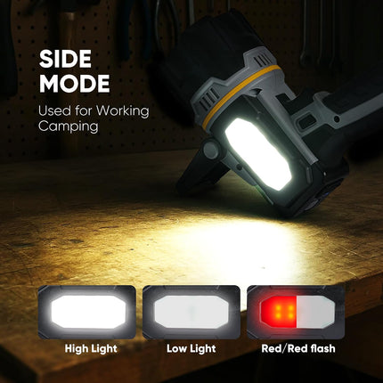 Rechargeable Spotlight Flashlight, 9 LED Super Bright Light with COB & Foldable Stand
