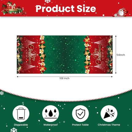 3PCS Disposable Christmas Tablecloths 54x108" – Red Xmas Tree & Santa Print