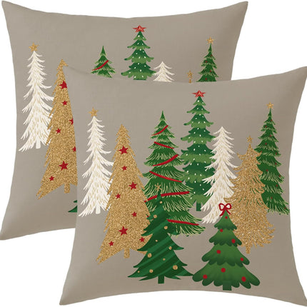 2-Pack 18x18" Gray Christmas Pillow Covers – Holiday Decor for Sofa & Bed