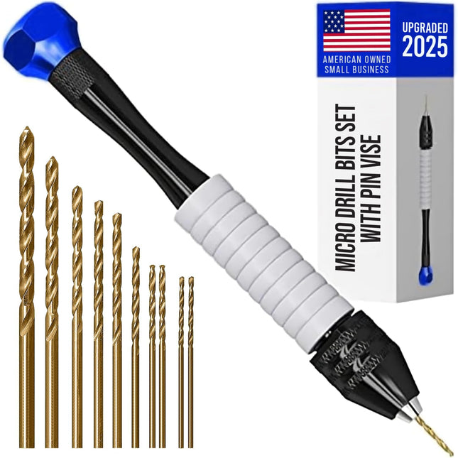 Manual Craft Drill Set – HSS Micro Mini Twist Bits & Pin Vise Hand Drill for Jewelry Making