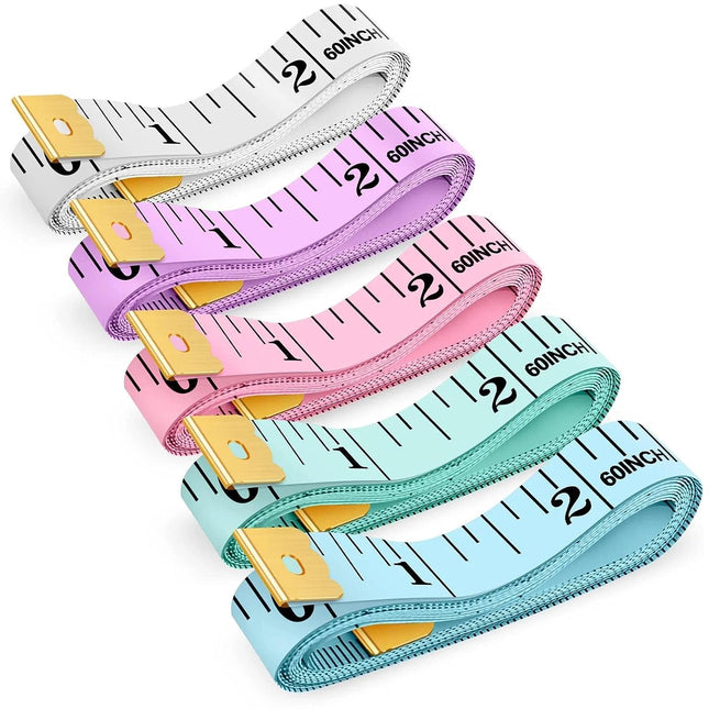 5 Pack Soft Tape Measure 60 Inch, Double-Sided Inch and CM Sewing & Body Measuring Tape