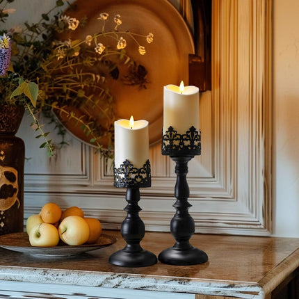 6"x3" Outdoor LED Flameless Candles – Battery Operated, Remote & Timer, 2-Pack