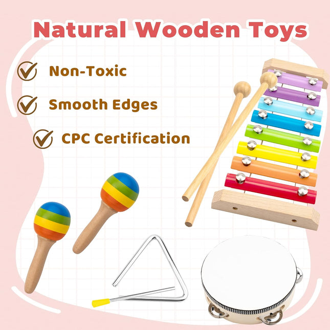 Montessori Toys – Wooden Musical Instruments for Toddlers 1–3 Years