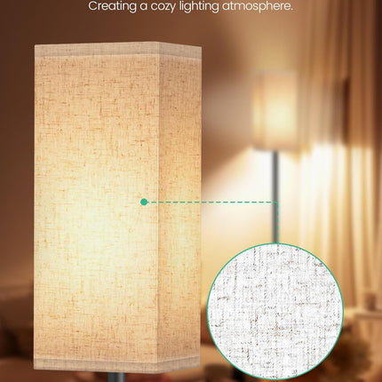 64.6" Modern Floor Lamp with Foot Switch Minimalist Standing Lamp Black Beige
