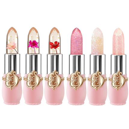 6PCS Flower Jelly Lipstick Set Color Changing Moisturizing Lip Balm Set