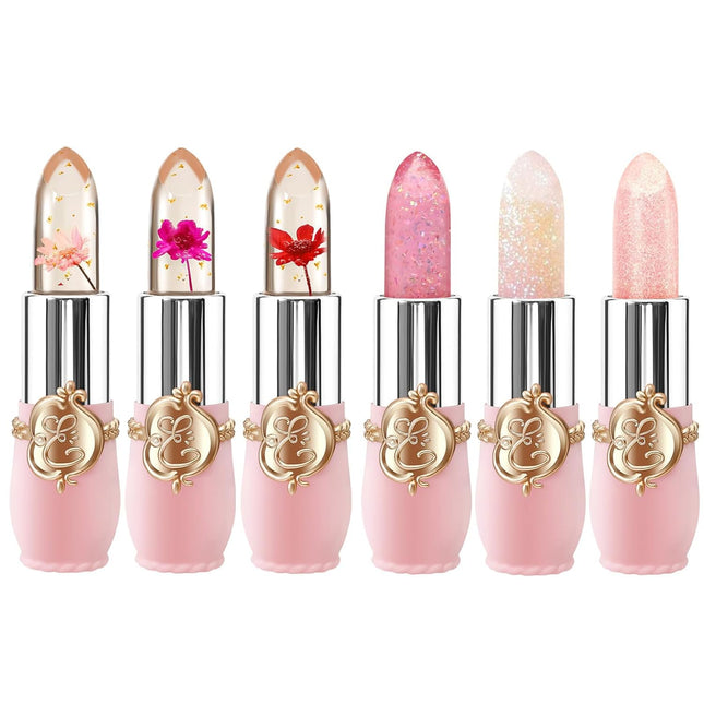 6PCS Flower Jelly Lipstick Set Color Changing Moisturizing Lip Balm Set