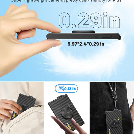 Portable Kids Camera 1080P FHD 48MP 16X Zoom Anti-Shake with SD Card