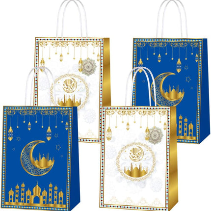 16Pcs Ramadan Mubarak Paper Gift Bags – Eid Party Favor Candy Bags for Decorations