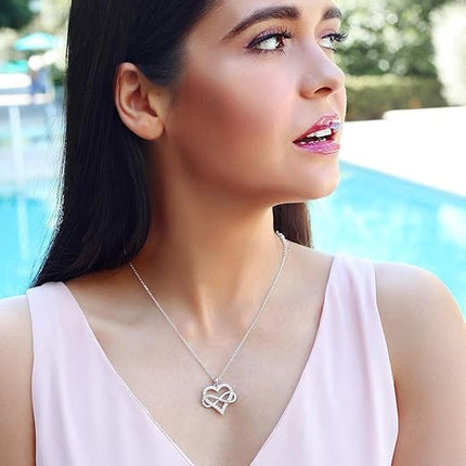 Infinity Heart Necklace Women 925 Sterling Silver CZ Love Pendant