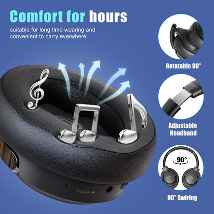 Bluetooth Over Ear Headphones 65H Playtime with Mic HiFi Stereo Sound