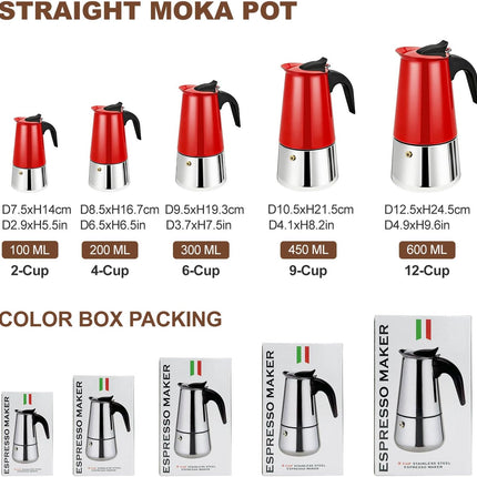 4-Cup Stainless Steel Moka Pot Espresso Maker 200ml Stovetop Coffee Percolator