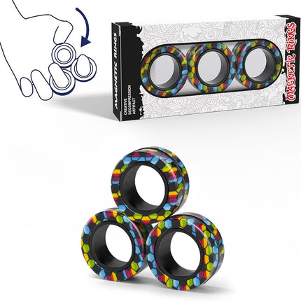 Magnetic Rings Fidget Set – 3PCS Spinner Toys for Anxiety & Stress Relief