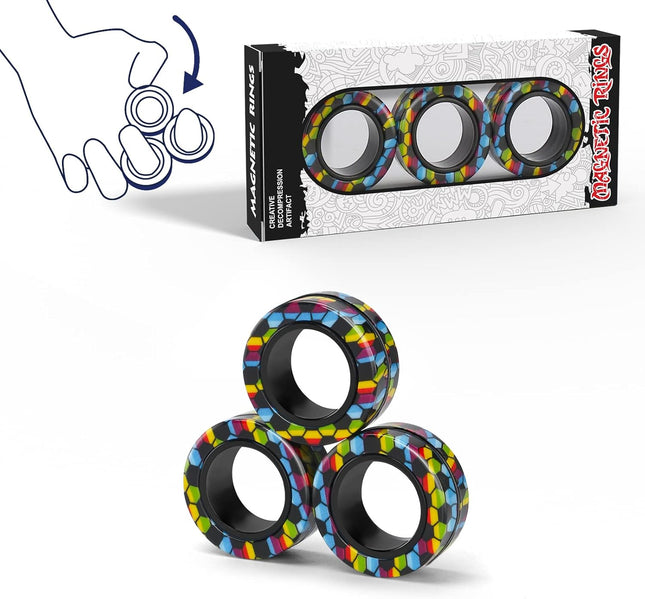 Magnetic Rings Fidget Set – 3PCS Spinner Toys for Anxiety & Stress Relief
