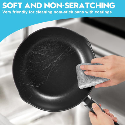 12PCS 3-Layer Non Scratch Wire Dishcloths Multipurpose Cleaning Rags