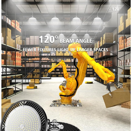 Super Bright 350W UFO LED High Bay Light 5000K with US Plug 4-Pack