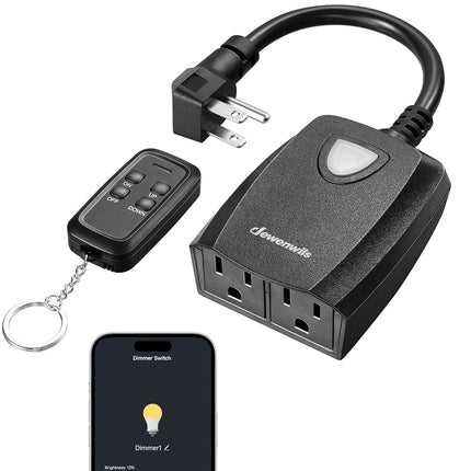 Smart Outdoor Dimmer Plug – Remote Control, Alexa & Google Compatible, 100FT
