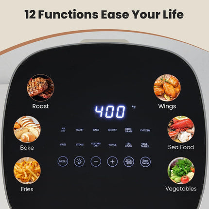 6.34QT Air Fryer with Viewing Window 12-in-1 Digital Air Fryer Oven Nonstick Basket