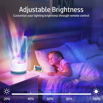 Northern Lights Projector – 16 Colors, Rechargeable, Remote & Dimmable