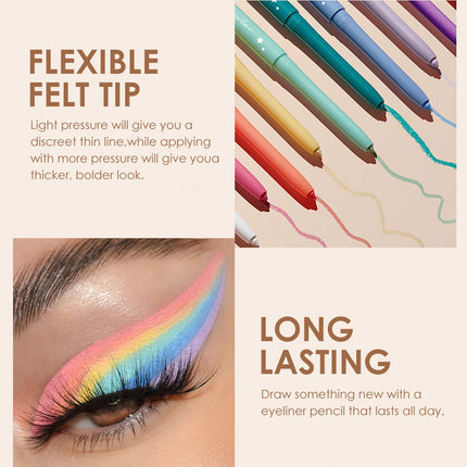 12 Colors Gel Eyeliner Pencil Set Matte Waterproof Smudge Proof Makeup