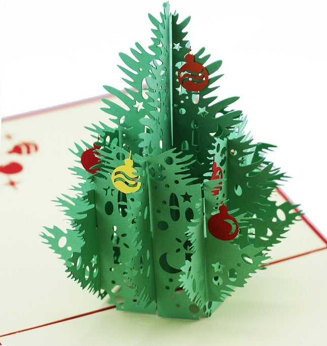 Christmas Pop-Up Card 3D Tree – Laser Cut Greeting Card with Envelope, Pack of 1
