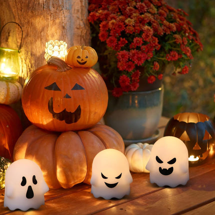 6-Pack Flameless Ghost Candles with Remote, Timer & Dimmable Halloween Decor